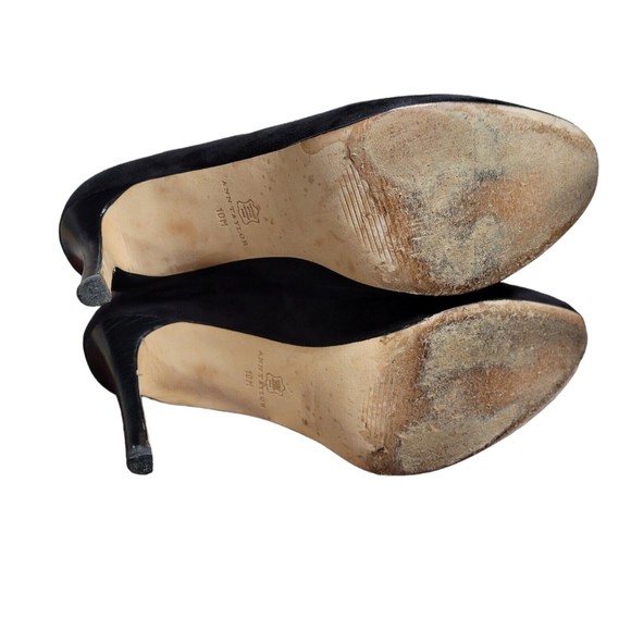 Ann Taylor Nadia Platform Black Suede Leather Zip Ankle Boots Size 10 - Picture 4 of 6